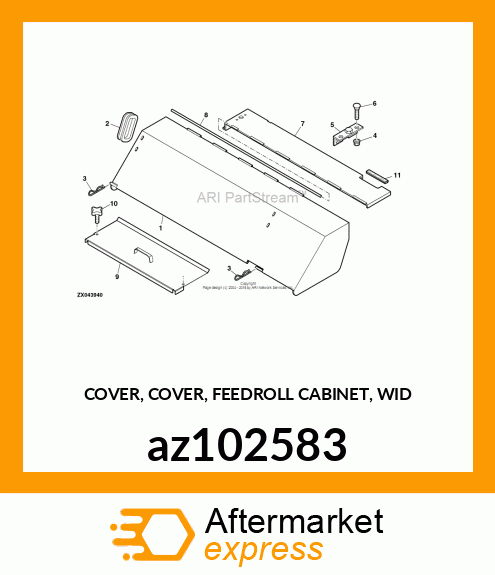 COVER, COVER, FEEDROLL CABINET, WID az102583