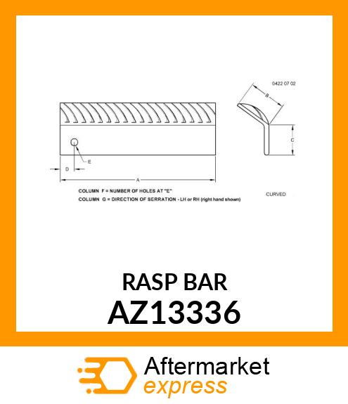 RASP BAR AZ13336