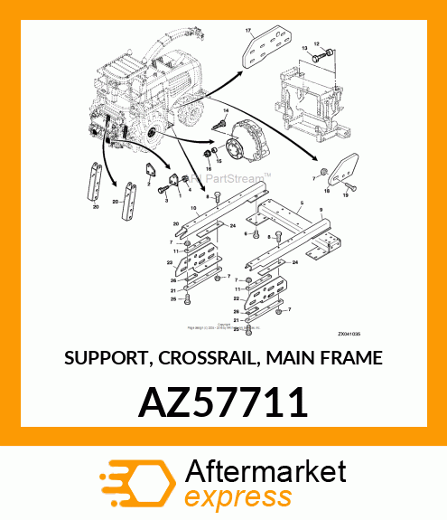 SUPPORT, CROSSRAIL, MAIN FRAME AZ57711