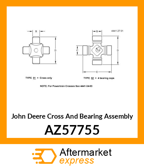 Cross And Bearing Assembly AZ57755