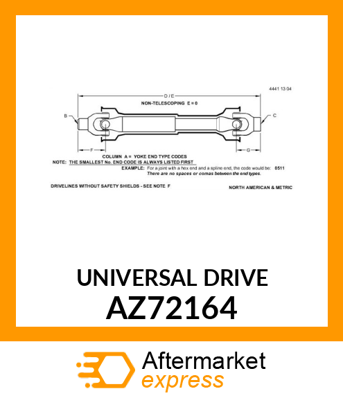 Universal Driveshaft AZ72164
