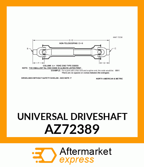 Universal Driveshaft AZ72389