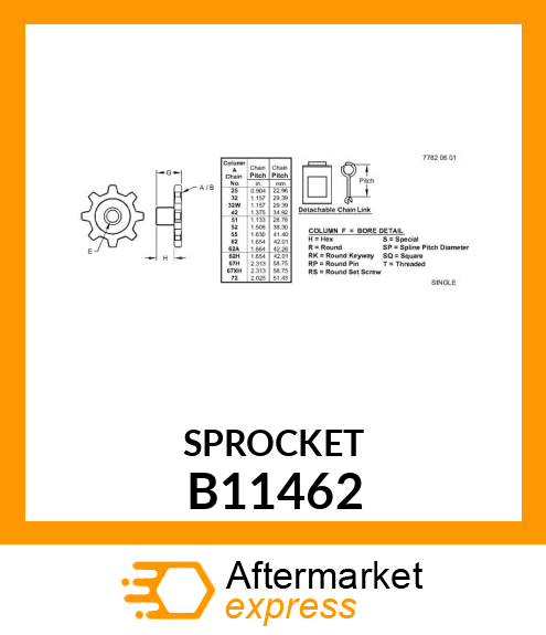 CHAIN SPROCKET, 21 POINT SPROCKET B11462