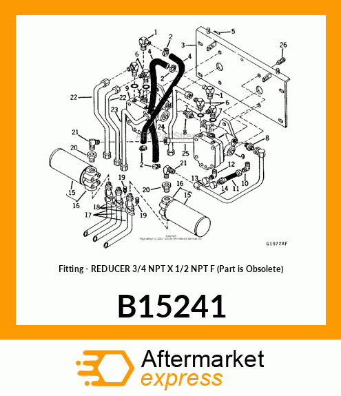 Fitting - REDUCER 3/4 NPT X 1/2 NPT F (Part is Obsolete) B15241