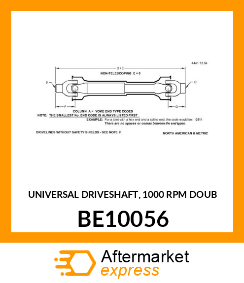 Universal Driveshaft BE10056