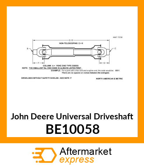 Universal Driveshaft BE10058