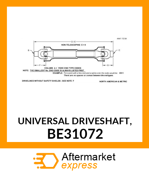 Universal Driveshaft BE31072