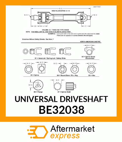 Universal Driveshaft BE32038