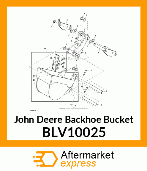 BUCKET, 12" 260/70 BACKHOE BLV10025