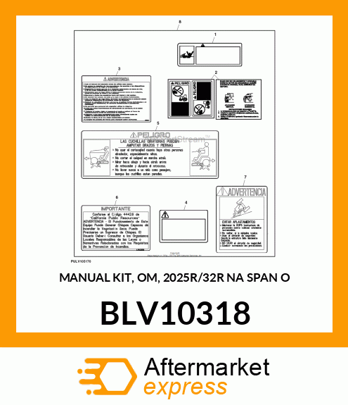 MANUAL KIT, OM, 2025R/32R NA SPAN O BLV10318