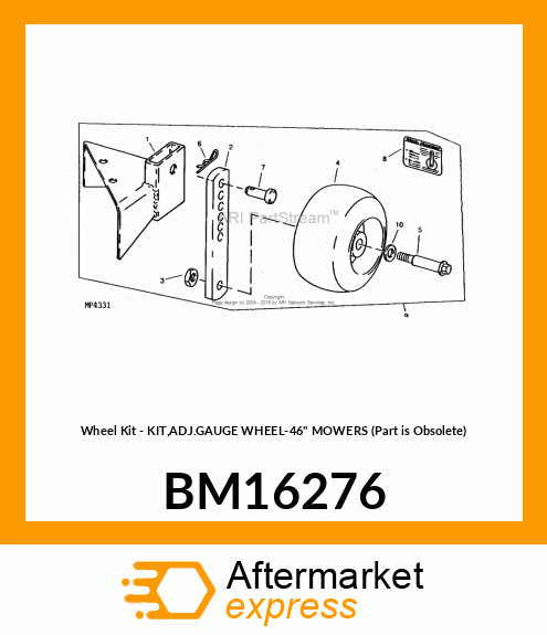 Wheel Kit - KIT,ADJ.GAUGE WHEEL-46" MOWERS (Part is Obsolete) BM16276