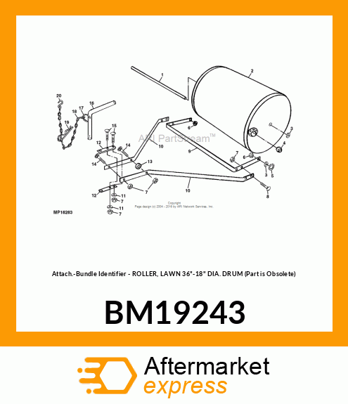 Attach.-Bundle Identifier - ROLLER, LAWN 36"-18" DIA. DRUM (Part is Obsolete) BM19243