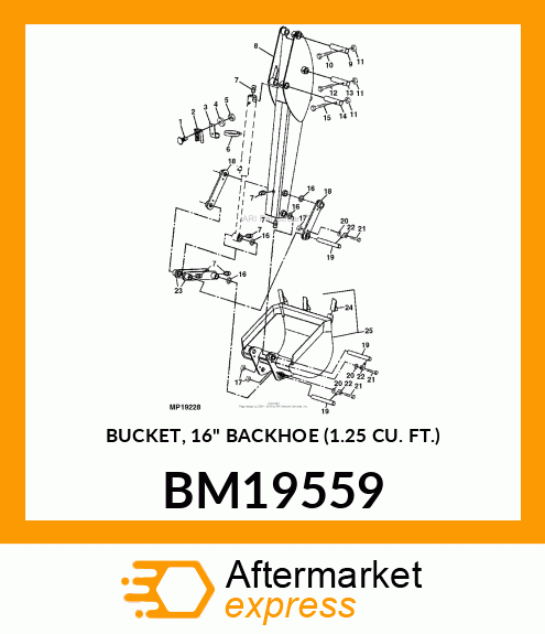 BUCKET, 16" BACKHOE (1.25 CU. FT.) BM19559