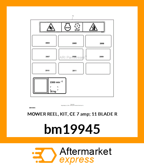 MOWER REEL, KIT, CE 7 amp; 11 BLADE R bm19945