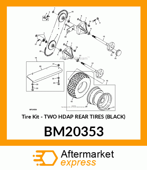 Tire Kit - TWO HDAP REAR TIRES (BLACK) BM20353