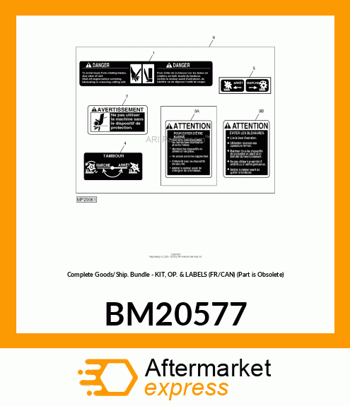 Complete Goods/Ship. Bundle - KIT, OP. & LABELS (FR/CAN) (Part is Obsolete) BM20577