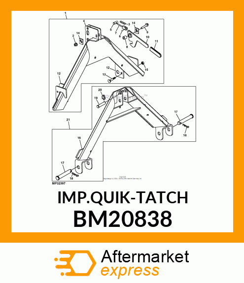 Complete Goods/Ship. Bundle - HITCH, 3PT QUICK (IMPLEMENT SIDE) (Part is Obsolete) BM20838