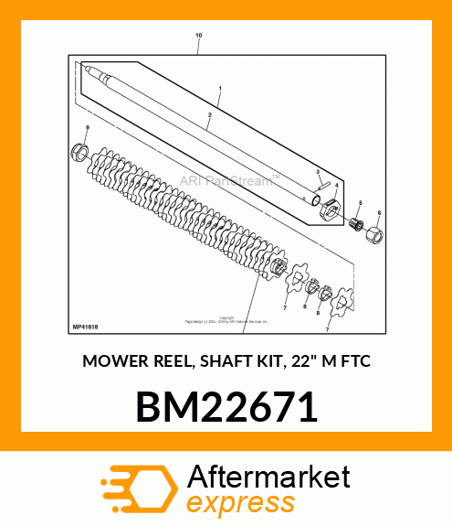 MOWER REEL, SHAFT KIT, 22" M FTC BM22671
