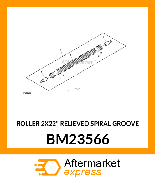 ROLLER 2X22" RELIEVED SPIRAL GROOVE BM23566