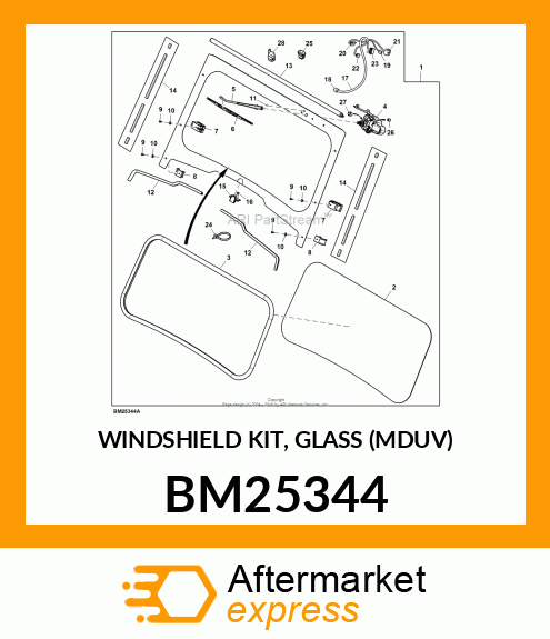 WINDSHIELD KIT, GLASS (MDUV) BM25344