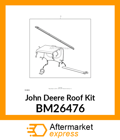 ROOF KIT, CANVAS ROOF AND REAR PANE BM26476