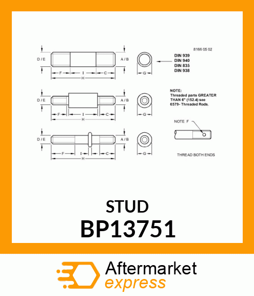 STUD, (BILLHOOK ROLLER RETAINER) BP13751