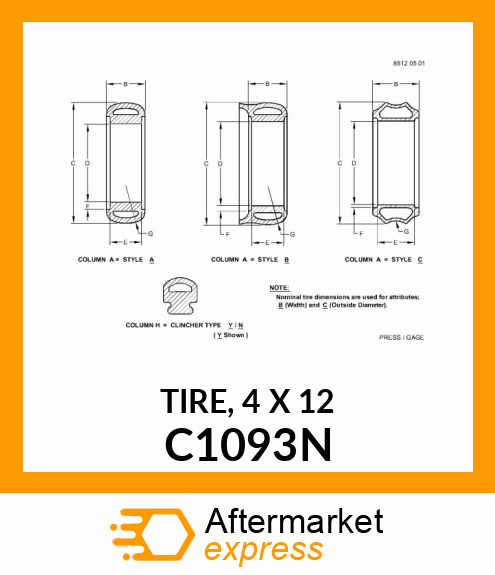 TIRE, 4 X 12 C1093N