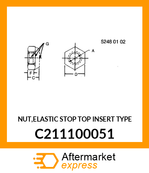 NUT,ELASTIC STOP TOP INSERT TYPE C211100051