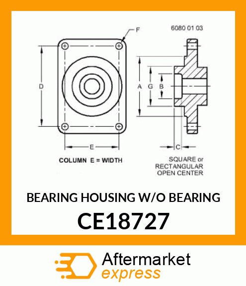 BEARING HOUSING W/O BEARING CE18727