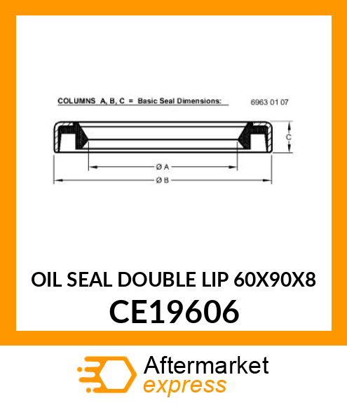 OIL SEAL DOUBLE LIP 60X90X8 CE19606