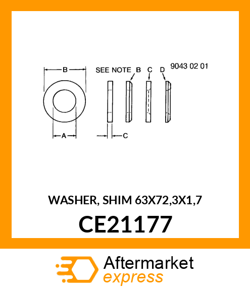 WASHER, SHIM 63X72,3X1,7 CE21177