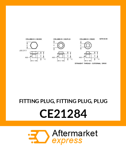 FITTING PLUG, FITTING PLUG, PLUG CE21284