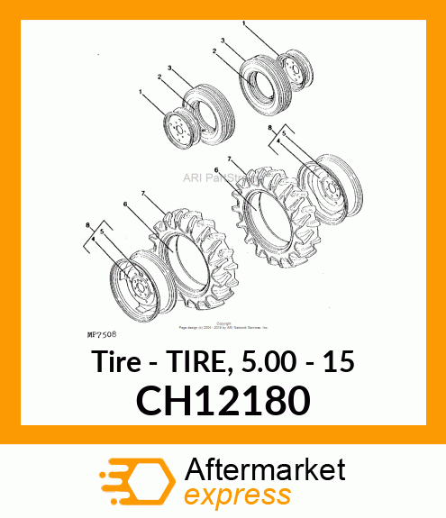 Tire - TIRE, 5.00 - 15 CH12180