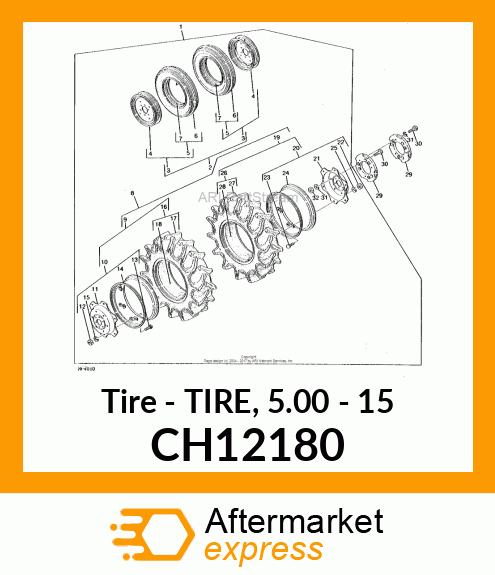 Tire - TIRE, 5.00 - 15 CH12180