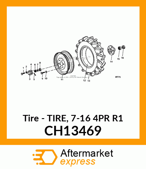 Tire - TIRE, 7-16 4PR R1 CH13469