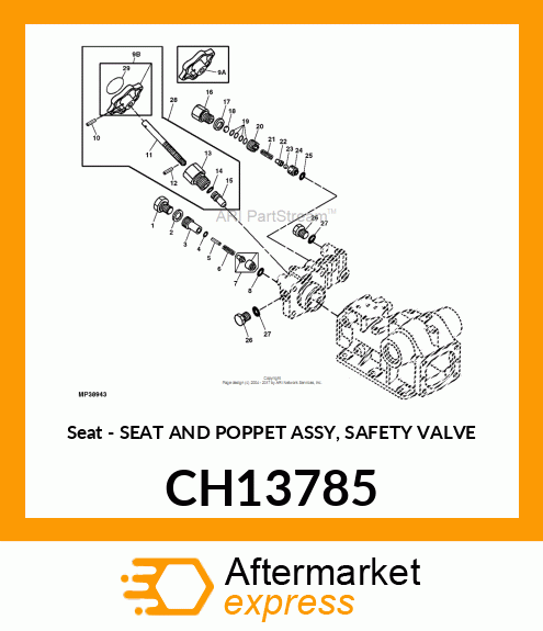 Seat - SEAT AND POPPET ASSY, SAFETY VALVE CH13785