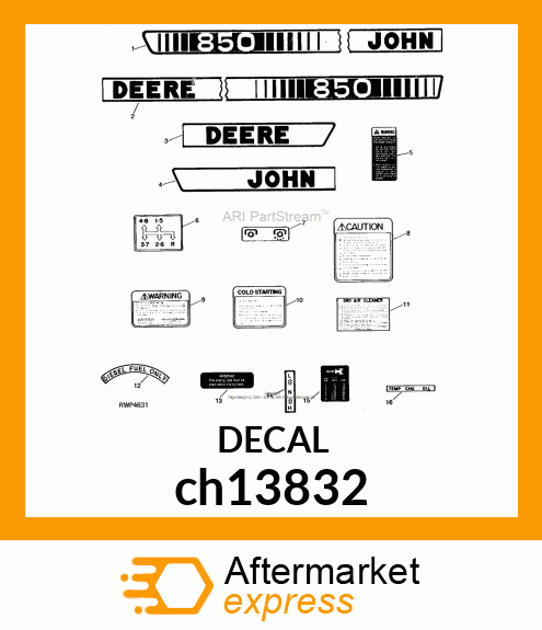 LABEL, LABEL, "DIESEL FUEL ONLY" ch13832