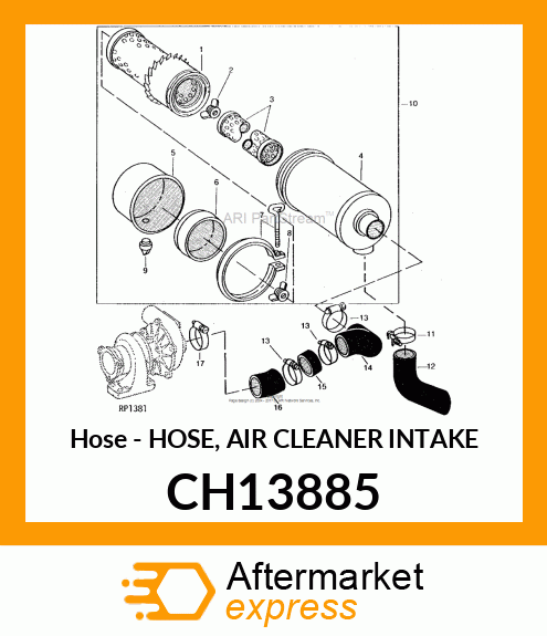 Hose - HOSE, AIR CLEANER INTAKE CH13885