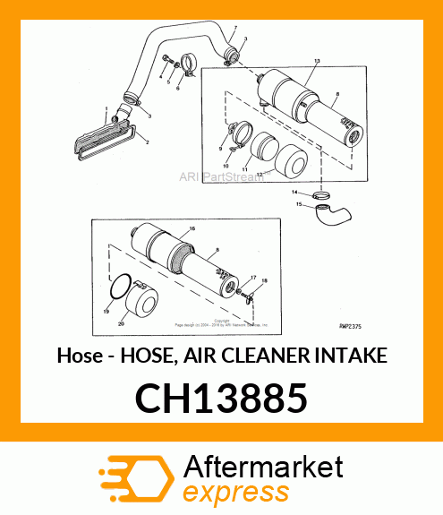 Hose - HOSE, AIR CLEANER INTAKE CH13885