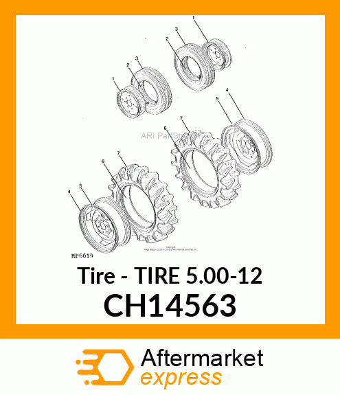 Tire - TIRE 5.00-12 CH14563