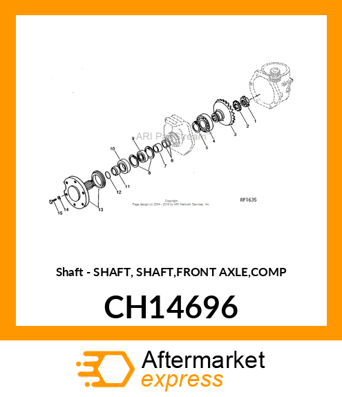 Shaft - SHAFT, SHAFT,FRONT AXLE,COMP CH14696