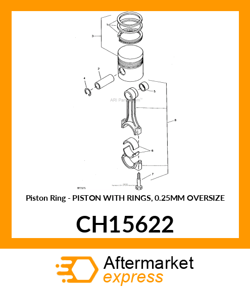 Piston Ring - PISTON WITH RINGS, 0.25MM OVERSIZE CH15622