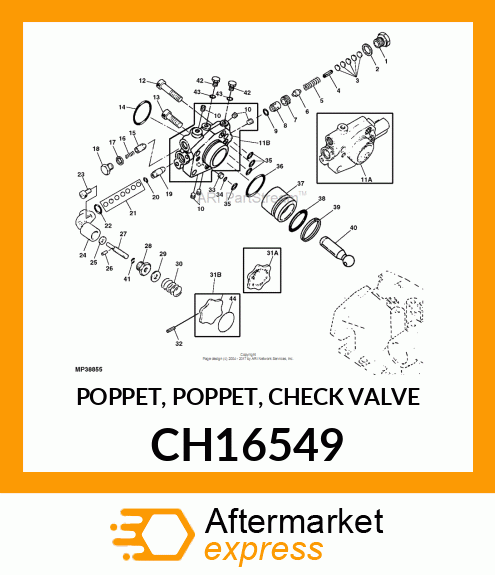 POPPET, POPPET, CHECK VALVE CH16549