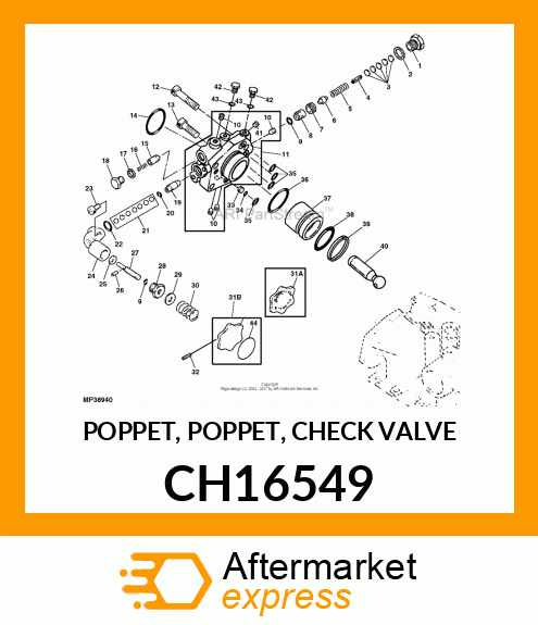 POPPET, POPPET, CHECK VALVE CH16549