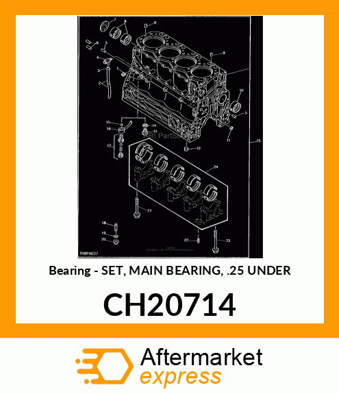 Bearing - SET, MAIN BEARING, .25 UNDER CH20714