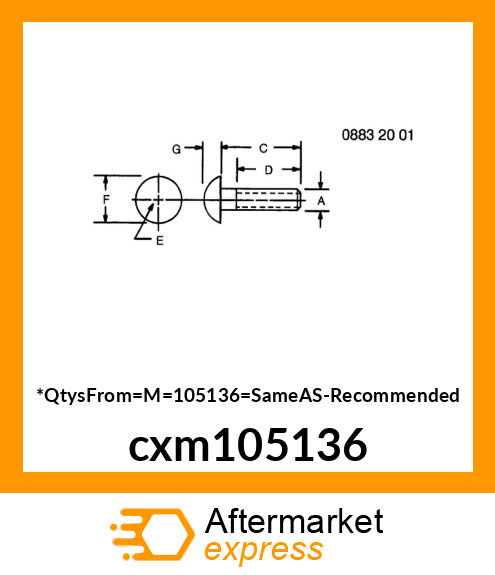 SCREW, 1/2 TORX HEAD cxm105136