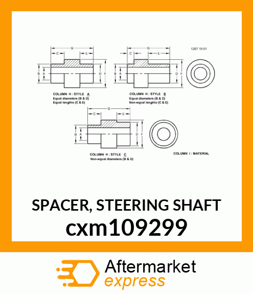 SPACER, STEERING SHAFT cxm109299