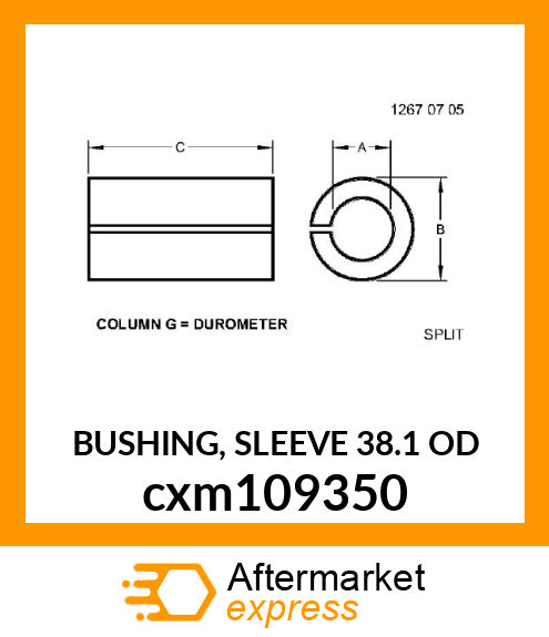 BUSHING, SLEEVE 38.1 OD cxm109350