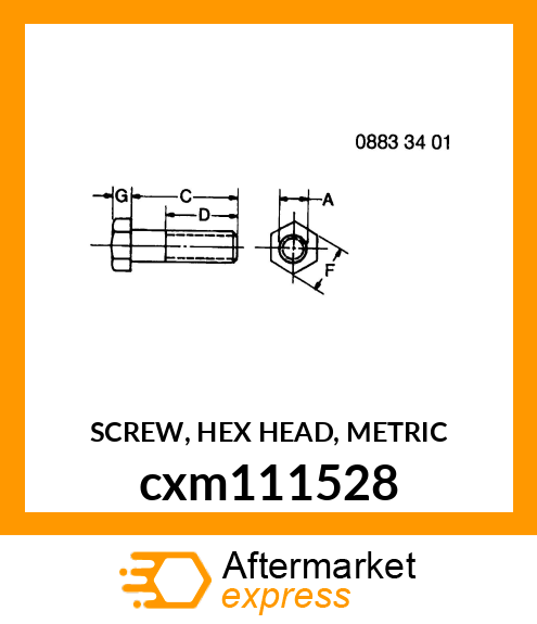 SCREW, HEX HEAD, METRIC cxm111528