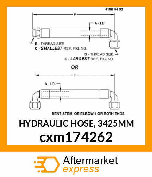 HYDRAULIC HOSE, 3425MM cxm174262